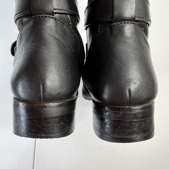 Coach Size 8 Turn Lock Riding Boots Black Leather Side Zip Stretch Panel Women’s - Picture 8 of 13